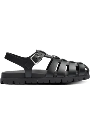 Prada Triangle-logo caged sandals