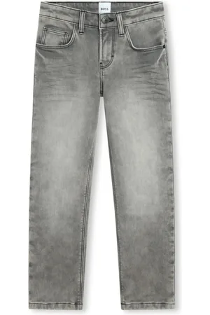 HUGO BOSS Logo-embossed straight-leg jeans