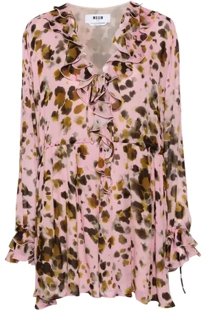 Msgm Animal-print chiffon mini dress