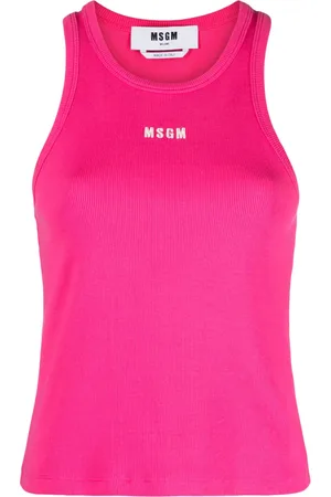 Msgm Embroidered-logo ribbed tank top