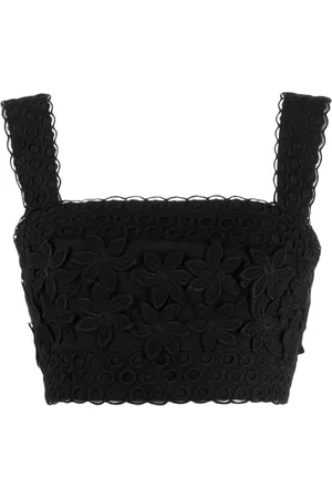 Elie saab 3D floral-embroidered cropped top