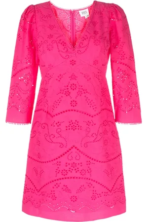 Marchesa Notte Anise broderie anglaise minidress