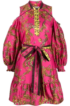 Marchesa Notte Iris floral-print belted minidress