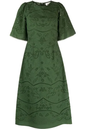 Marchesa Notte Dhalia broderie anglaise midi dress