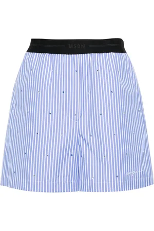 Msgm Rhinestone-embellished striped shorts