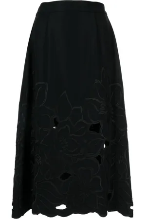 Elie saab Cut-out floral-detail midi skirt