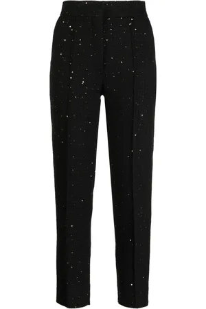 Elie saab Sequinned high-waist cropped trousers