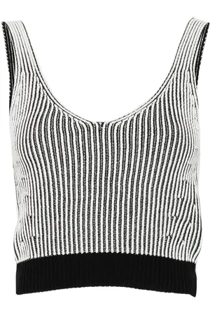DKNY V-neck ribbed-knit top
