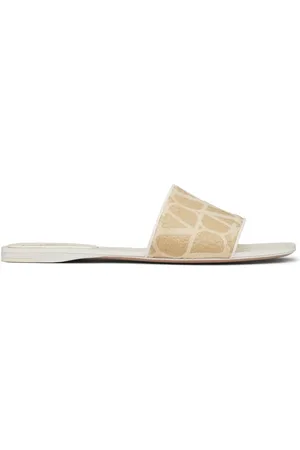VALENTINO GARAVANI Toile Iconographe raffia slides