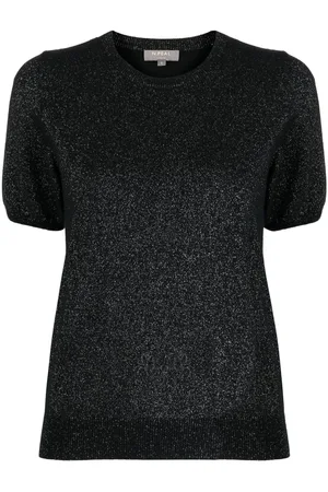 N.PEAL Sparkle-knit short-sleeve top
