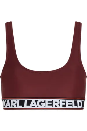 Karl Lagerfeld U-neck logo-band bikini top