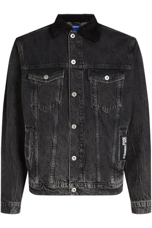 Karl Lagerfeld Logo-tag shearling-collar denim jacket