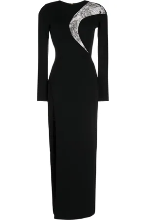 Elie saab Lace-detail knitted maxi dress