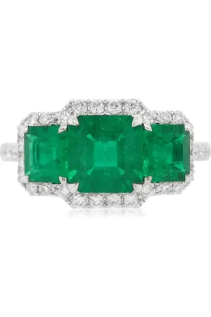 HYT Jewelry 18kt white gold diamond and emerald ring