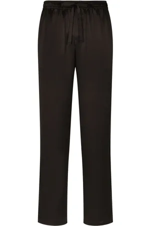 KIM DOLCE&GABBANA Satin pajama pants with piping in Grey for
