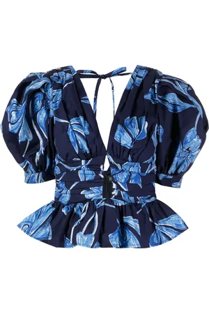 PATBO Nightflower cotton peplum blouse