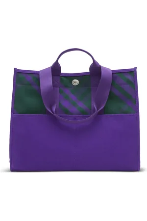 Burberry Check-pattern leather tote bag