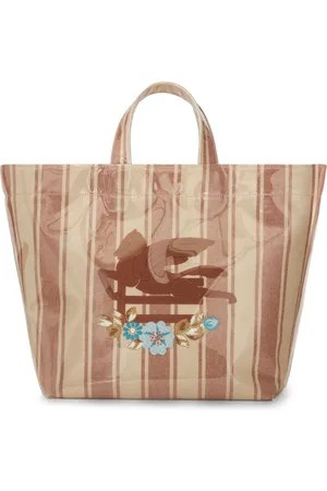 Etro Large Pegaso-motif striped-jacquard tote bag
