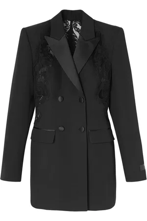 VERSACE Barocco lace-embellished double-breasted blazer