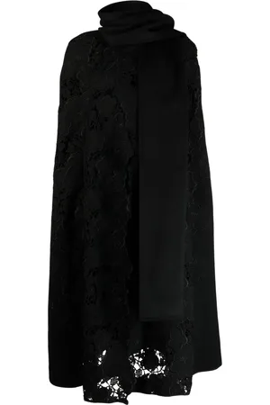 Elie saab Floral-embroidered virgin-wool cape
