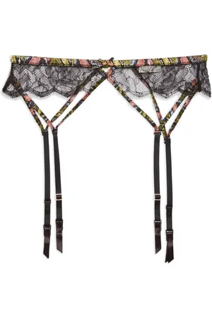 FLEUR DU MAL Rose-lace garter belt