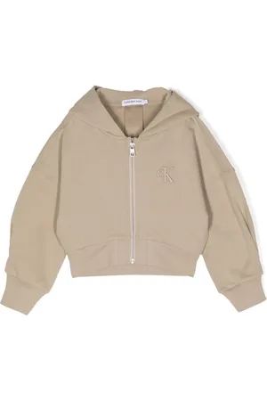 Calvin Klein Logo-embroidered zip-up hoodie