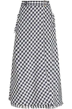 Etro Gingham-check wrap midi skirt