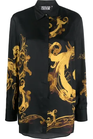 VERSACE Chain Couture-print satin shirt