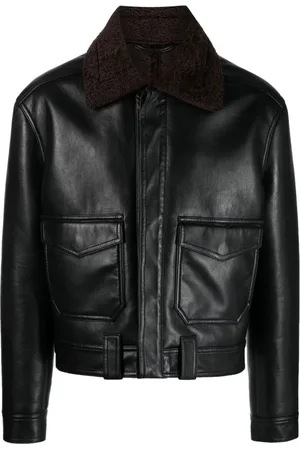 Nanushka Spread-collar leather jacket