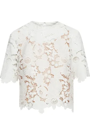 Oscar de la Renta Floral-lace silk blouse