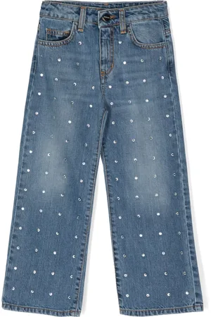 BARROW Rhinestone-embellished wide-leg jeans