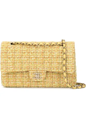 CHANEL Double flap tweed shoulder bag