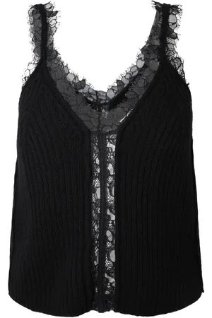 Simkhai Elsie lace-trimmed ribbed-knit top