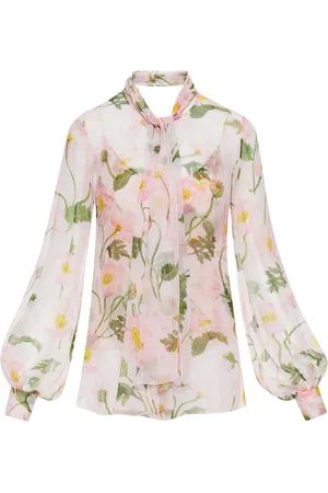Oscar de la Renta Poppy-print silk shirt