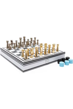 VERSACE Barocco-print wood chess set (41cm x 41cm)