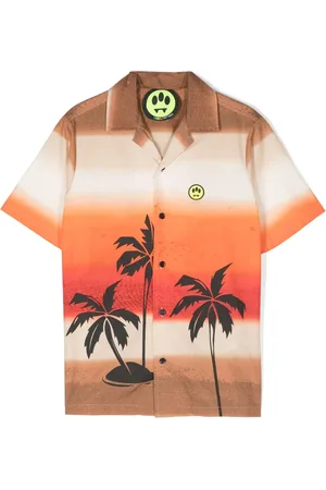 BARROW Palm-tree print poplin shirt