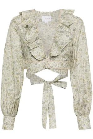 IXIAH Dahlia-print cropped blouse