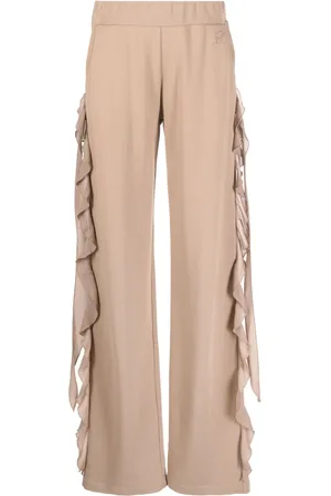 BLUMARINE Ruffled-trim wide-leg trousers