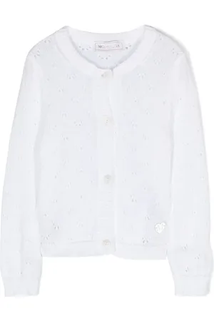 MONNALISA Pointelle-knit cotton cardigan