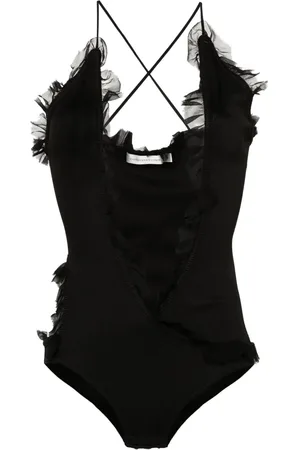 CHRISTOPHER ESBER Carina ruffled silk bodysuit
