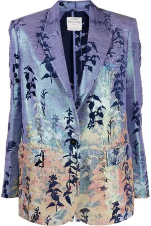 FORTE FORTE Floral-devoré peak-lapels blazer
