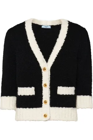 Prada Contrast-trim cashmere-silk cardigan
