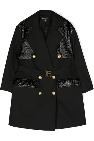 Balmain Patent-panels double-breasted coat