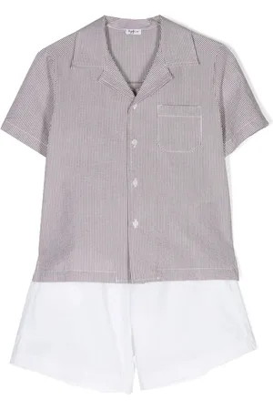 Il gufo Striped seersucker shirt and shorts set