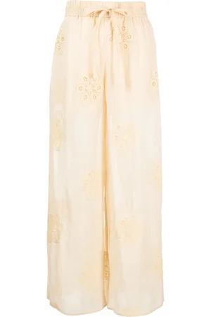 ZIMMERMANN Acadian floral-embroidered ramie trousers