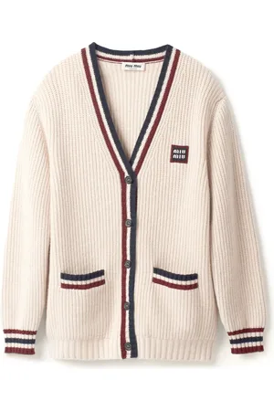 Miu Miu Stripe-detail V-neck cardigan