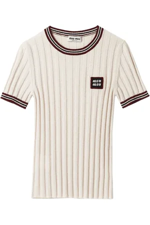 Miu Miu Logo-appliqué cashmere top