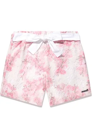 Guess Floral-lace belted shorts