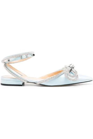 Mach & Mach Double Bow satin flat pumps