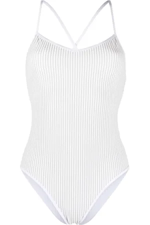 Thom Browne Stripe-print seersucker swimsuit